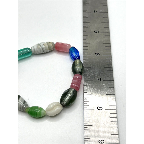 Art Glass Beads Multicolored Stretch Womens Bracelets Lot of 3 Fashion - Picture 8 of 13
